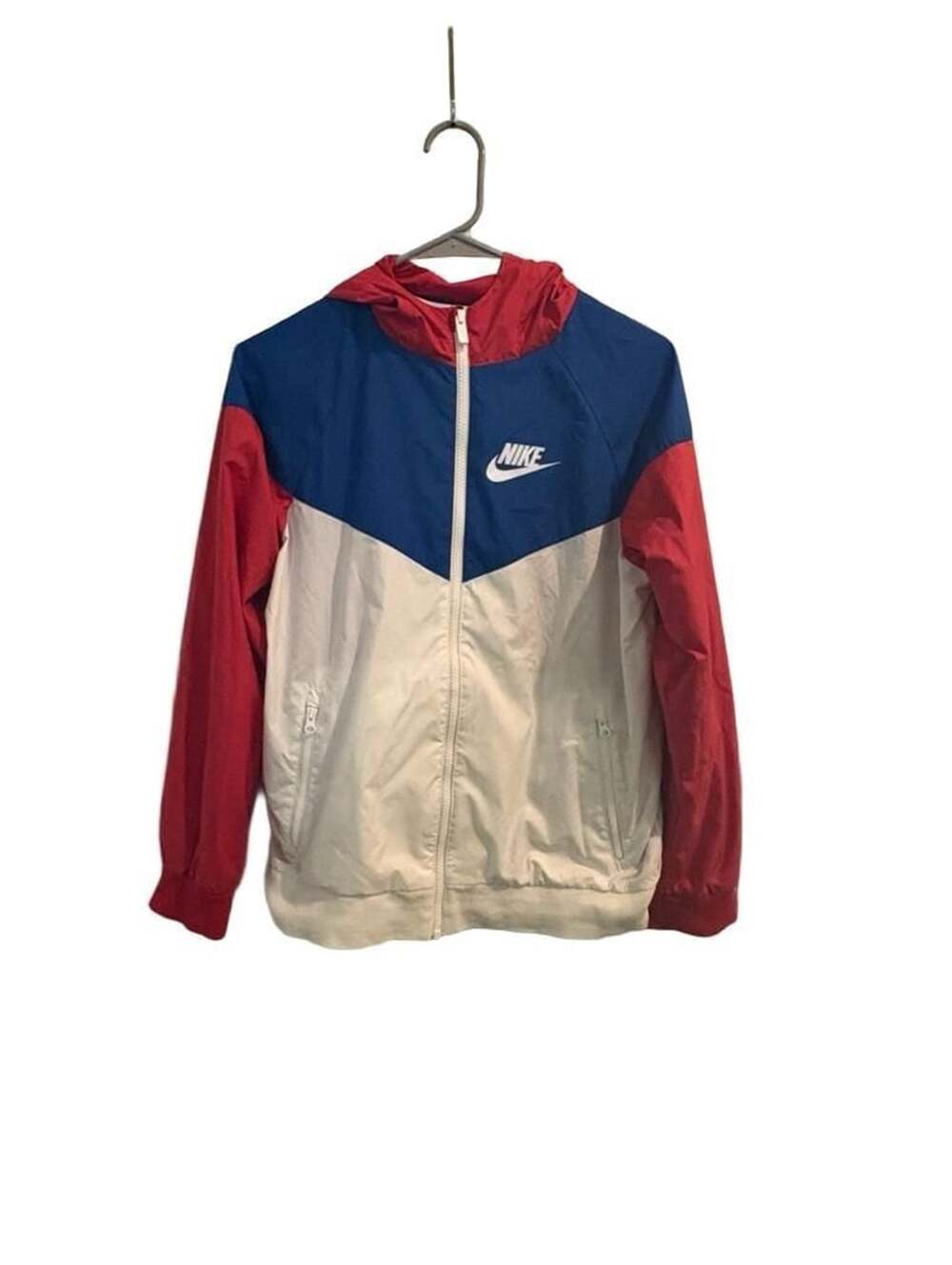 Nike Windrunner Jacket Size L Red White Blue Colorblock Full Zip Hooded